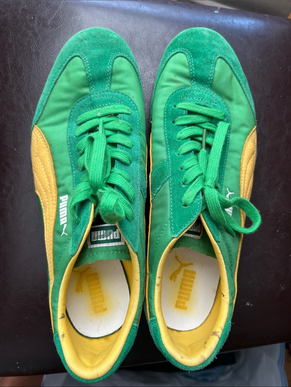 Puma Green with Yellow Trim Low-Top Sneakers